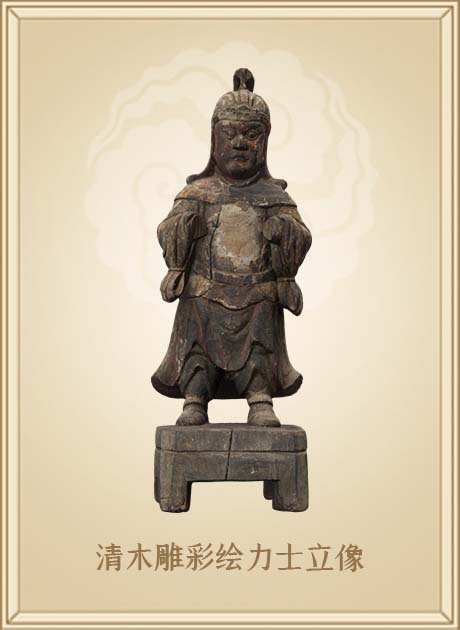 清木雕彩绘力士立像